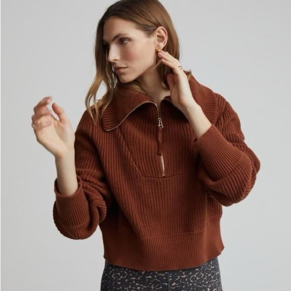 Varley Brown Ribbed Sweatshirt - Picture 4 of 10